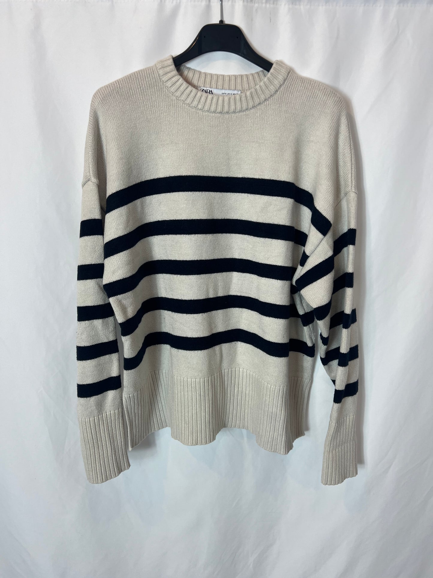 ZARA. Jersey beige rayas azules. T S