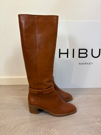 MANGO. Botas altas camel T.38