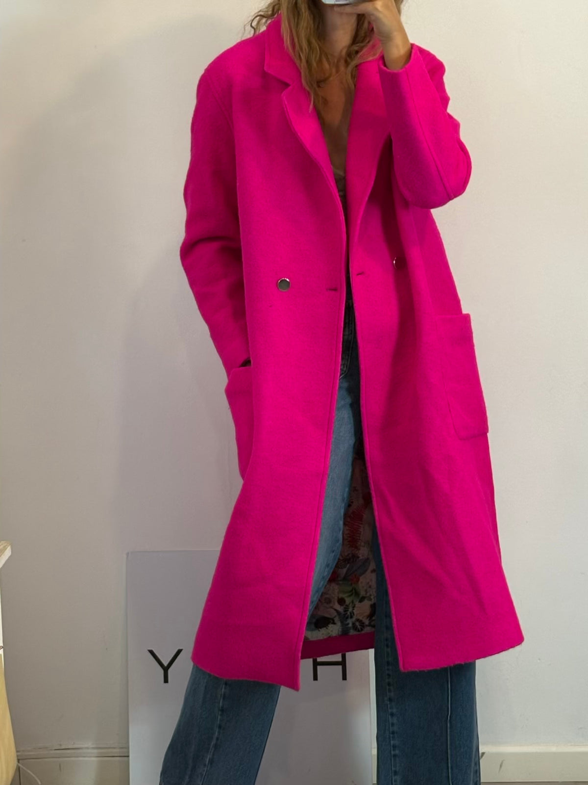 VILAGALLO. Abrigo largo lana fucsia