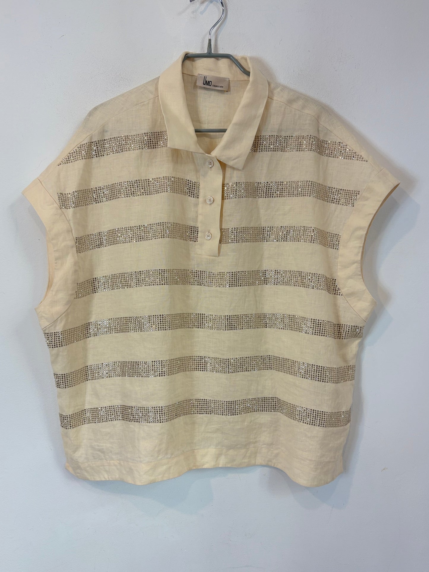 UMO. Blusa lino detalles brillo