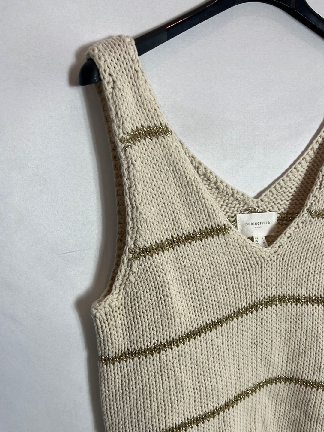 SPRINGFIELD. Top punto beige rayas. T L