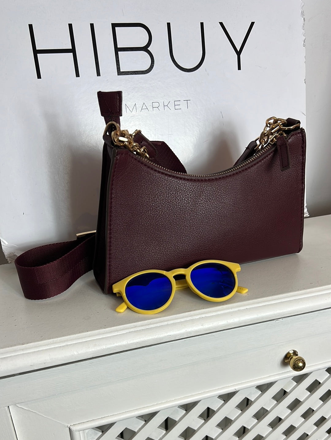 MANGO. Bolso burdeos doble asa