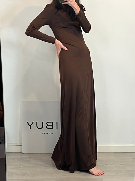 ZOTTIER. Vestido largo marrón semi elástico