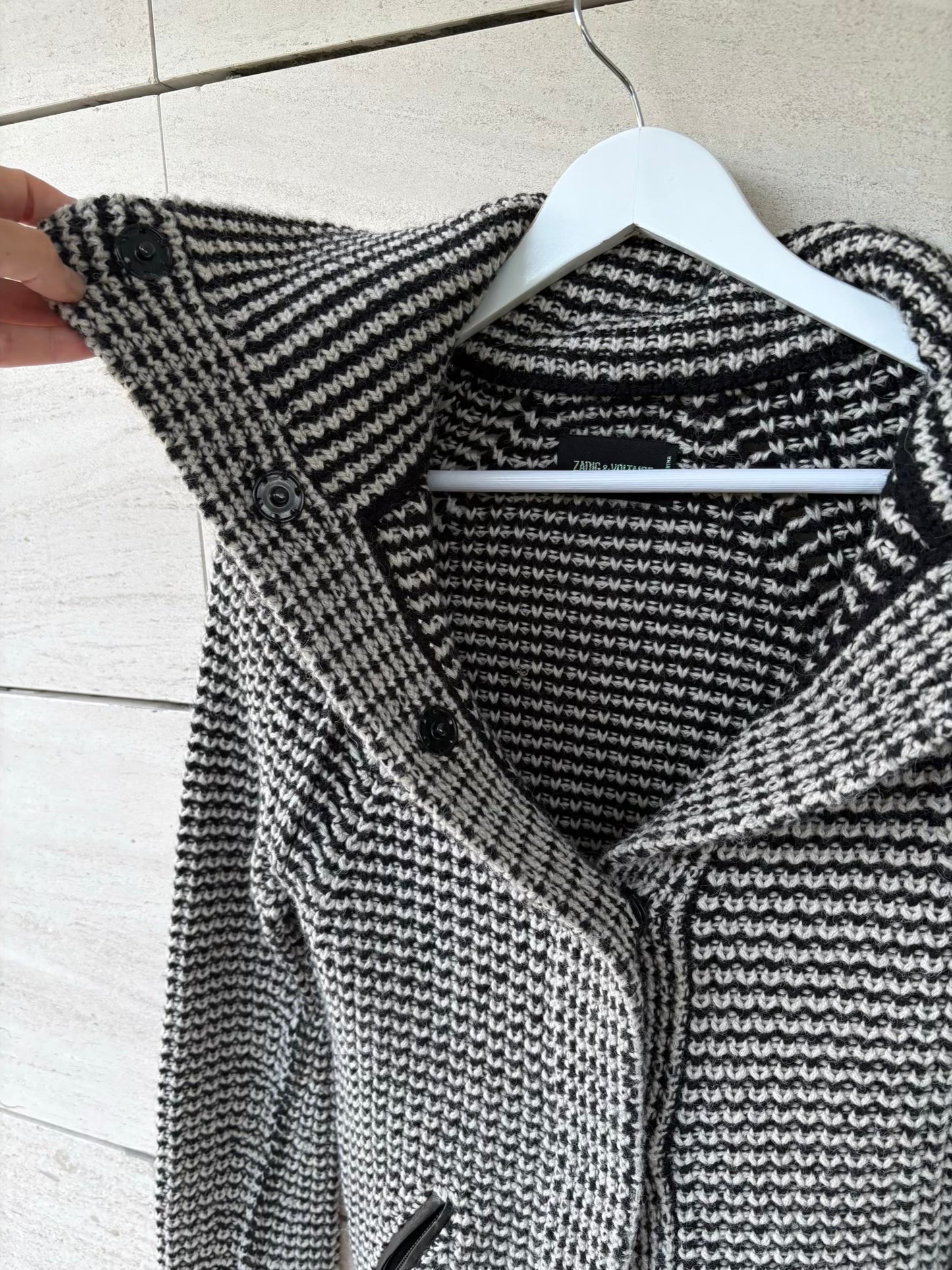 ZADIG & VOLTAIRE. Chaqueta punto mezcla cuello alto
