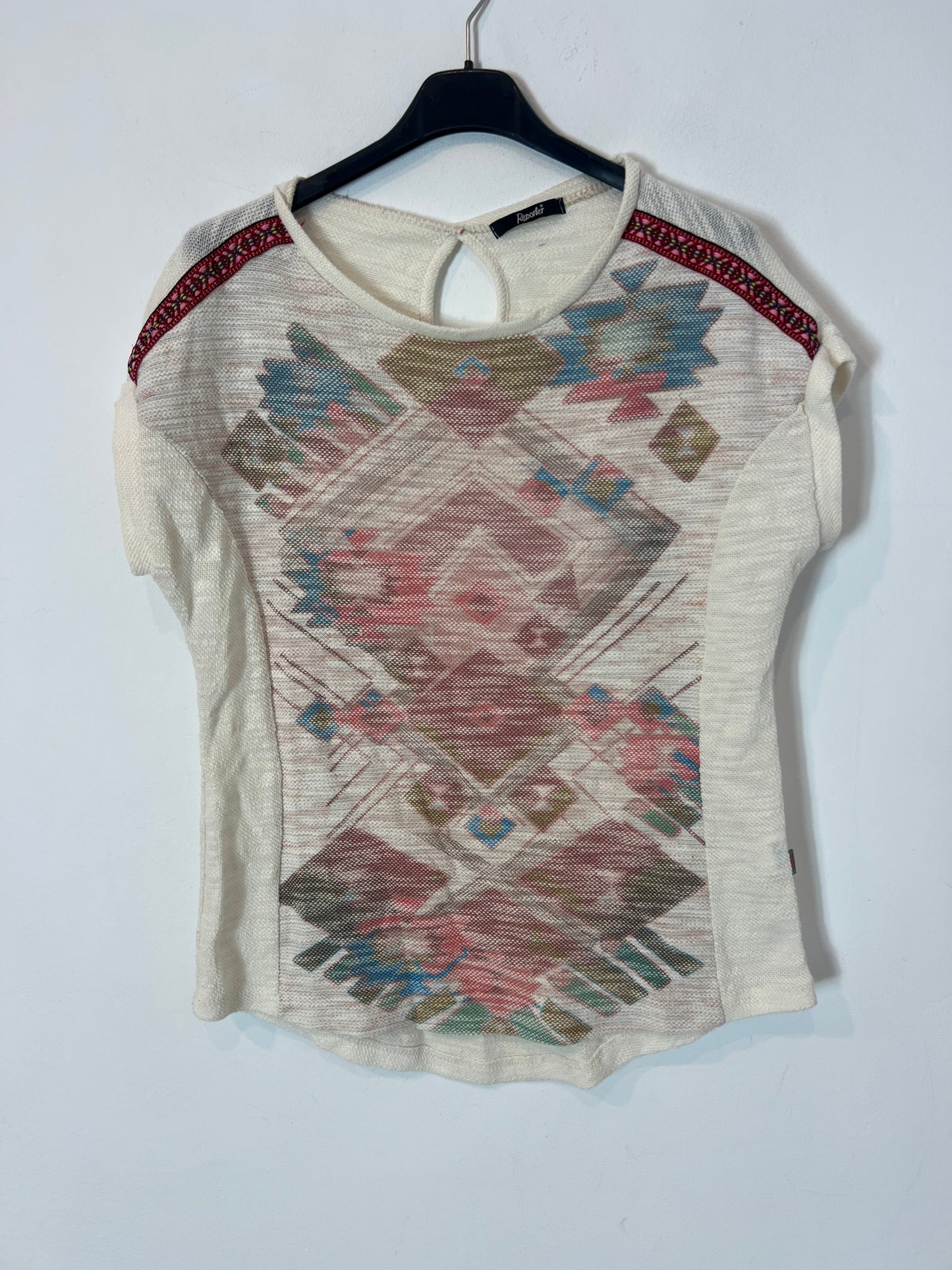 OTRAS. Top textura estampado étnico. T S/M