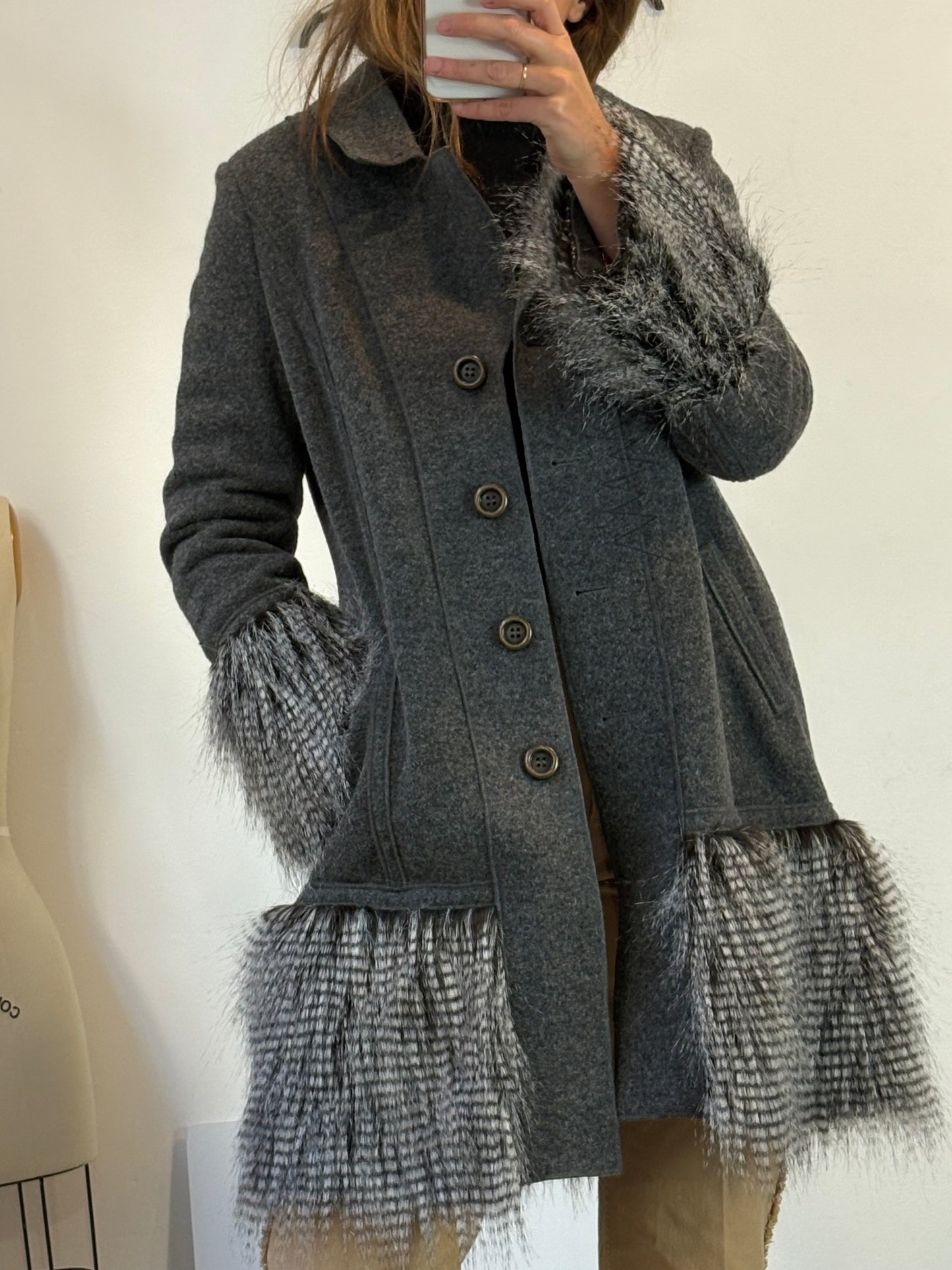 MAROLA. Mustard textured wool skirt. S/M