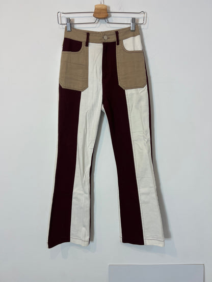 OTRAS. Pantalón denim bicolor campana T.s