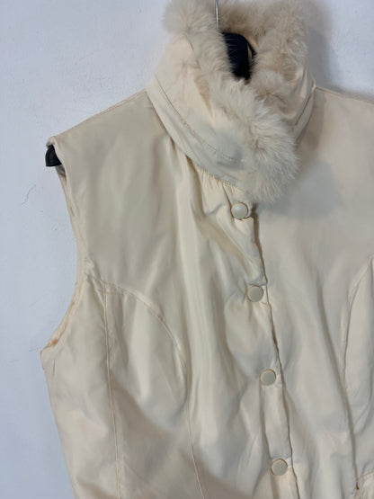 OTRAS. Chaleco reversible beige pluma oca. T S