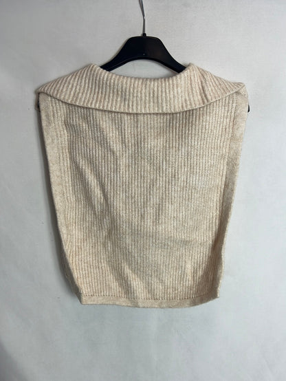 PRIMARK. Beige vest-effect knit collar. TS/M