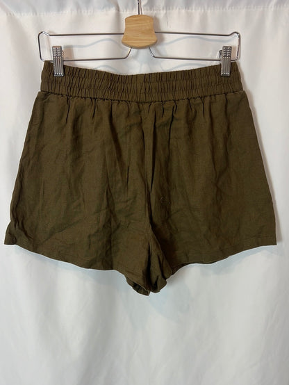ZARA. Khaki green linen Bermuda shorts. TM