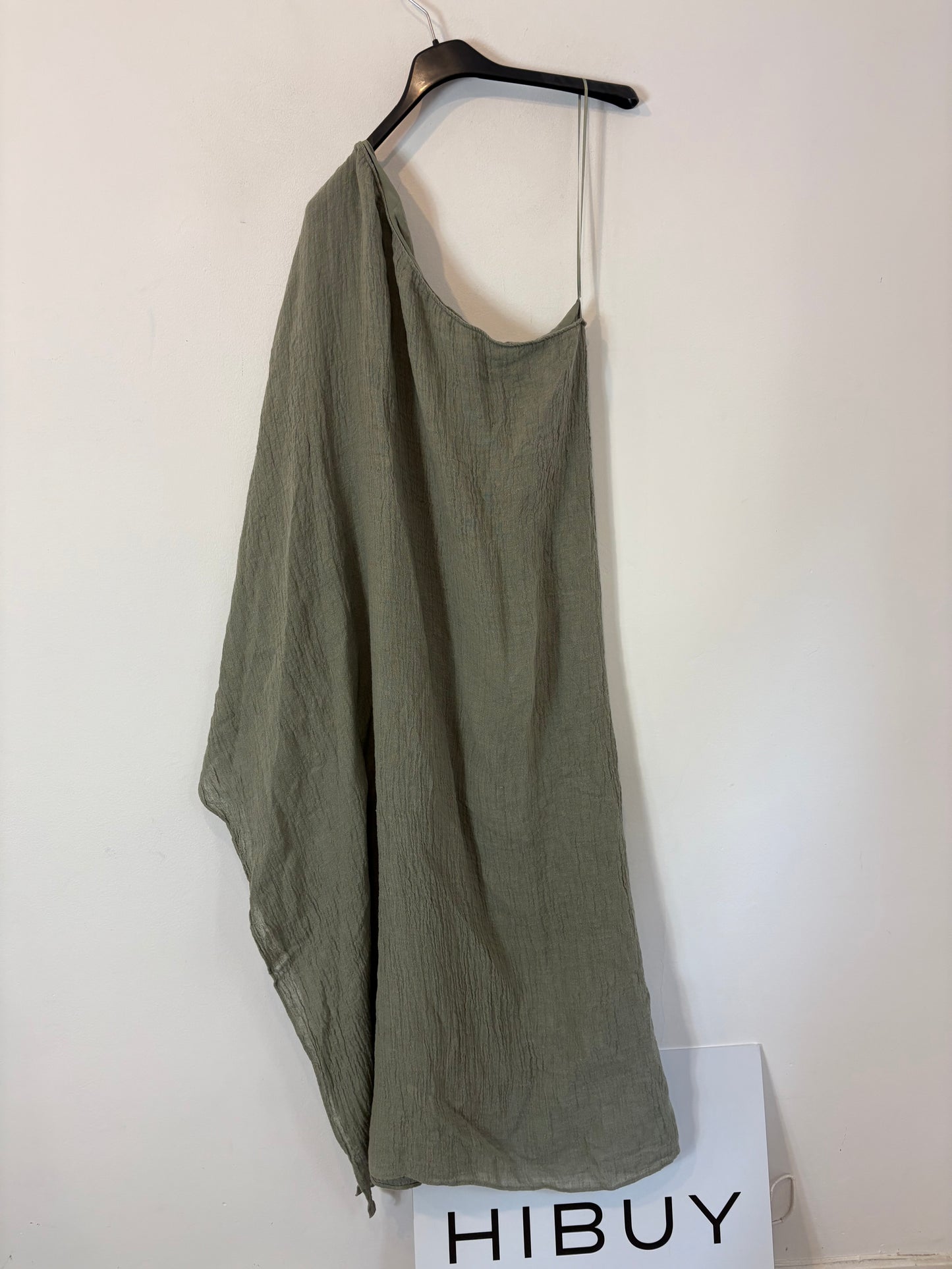 MASSIMO DUTTI. Vestido asimétrico lino T.xs