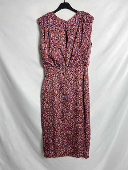 BIMANI. Printed satin midi dress. Size 38