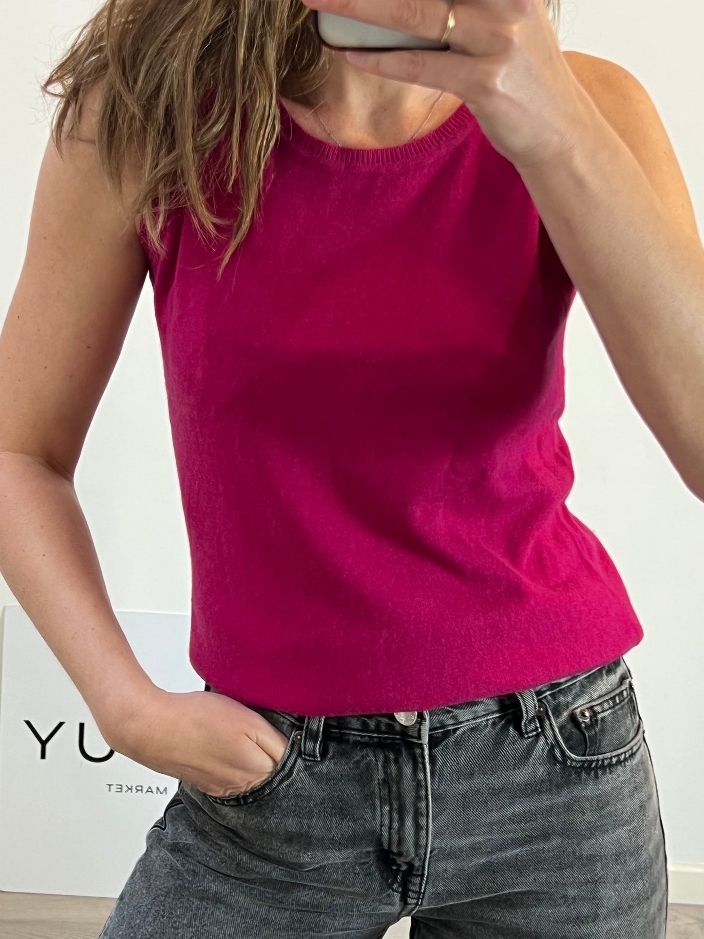 S BOLIN. Top rosa seda y cashmere. T.L