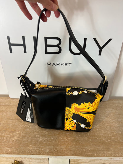 VERSACE JEANS COUTURE. Bolso negro detalle logo