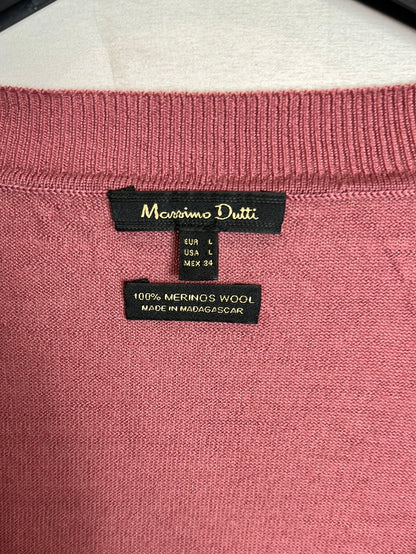 MASSIMO DUTTI . Jersey lana Merino rosa oscuro. T L