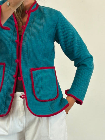 OTRAS. Chaqueta textura terciopelo bicolor. T M