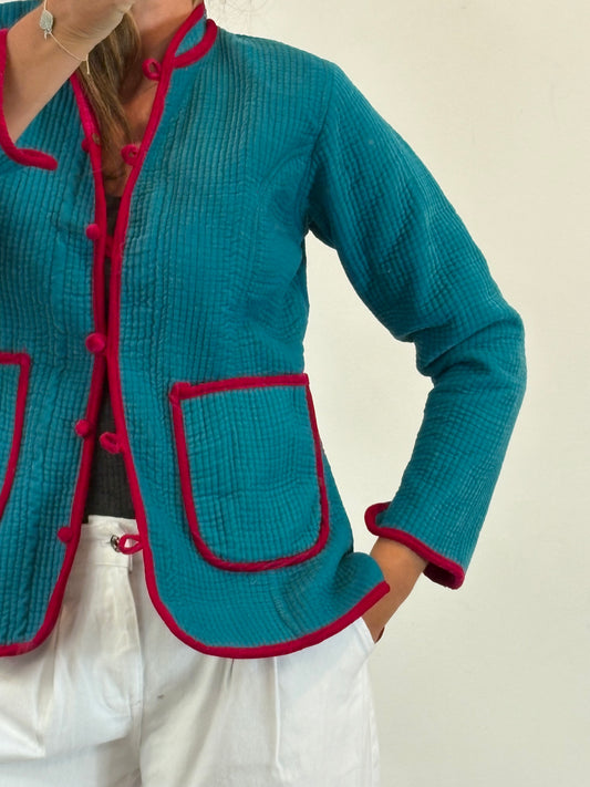 OTRAS. Chaqueta textura terciopelo bicolor. T M