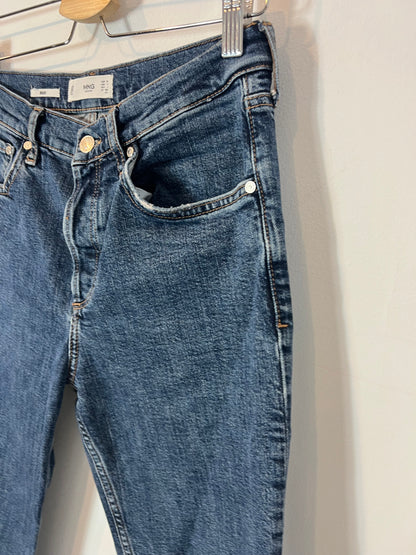 MANGO. Pantalón denim recto oscuro T.36