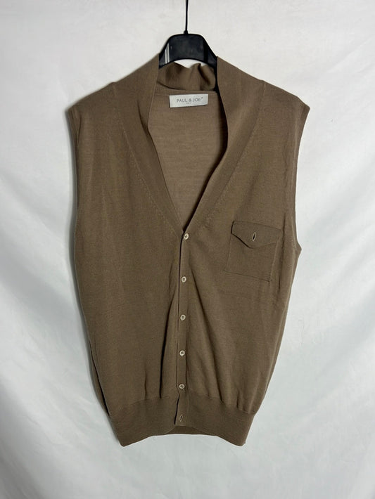 PAUL&amp;JOE. Light brown merino wool vest. TS