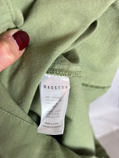 MASSCOB. Green button-down dress with smocking. TS