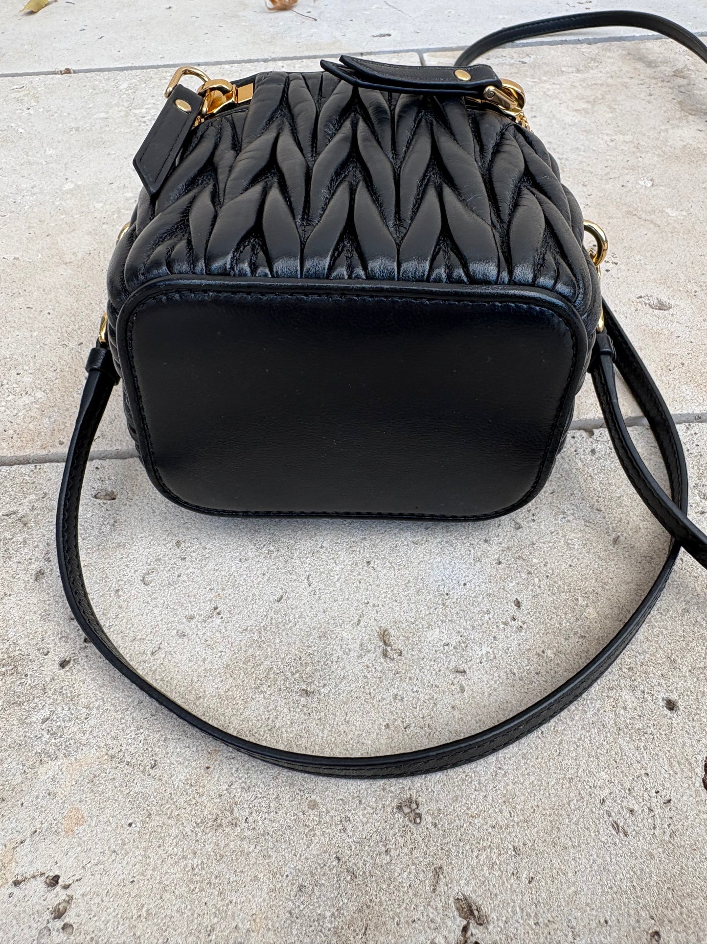 MIU MIU. Matelassé nappa leather micro bag