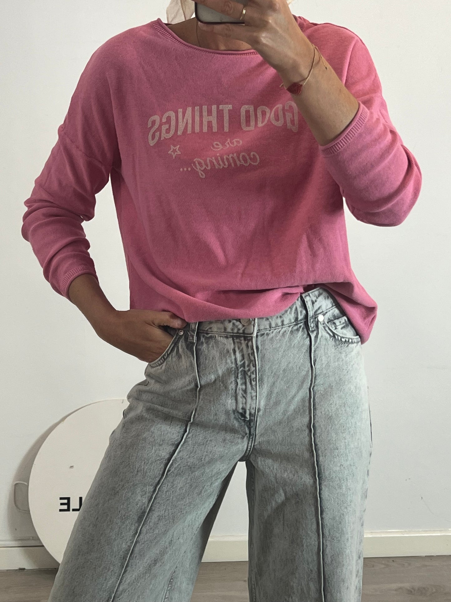 GREEN COAST. Jersey rosa letras T.l