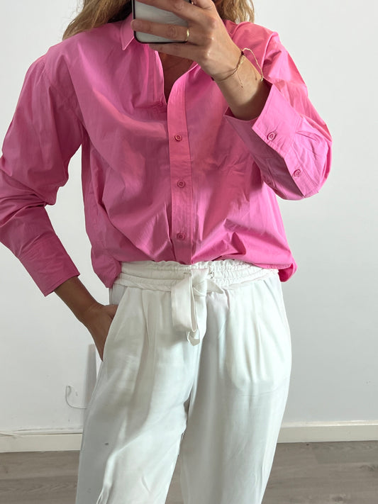 ZARA. Camisa rosa oxford T.xs