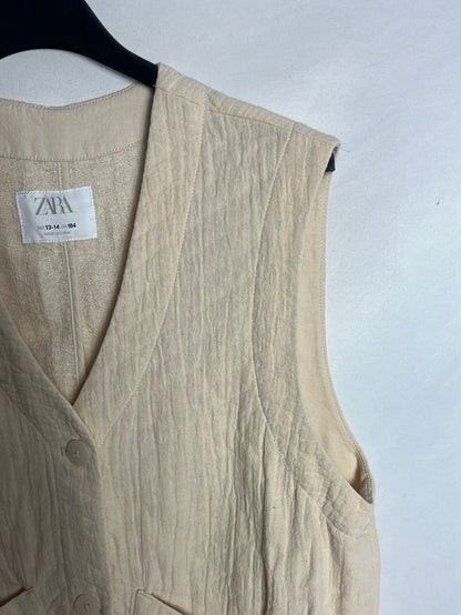 ZARA. Chaleco beige textura . T13-14 años(M)
