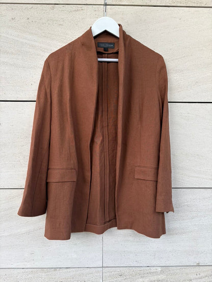 ZARA.Chaqueta marrón lino fluida