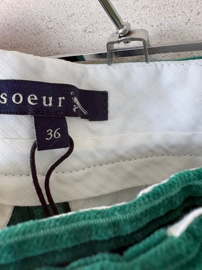 SOEUR. Pantalón recto verde pana