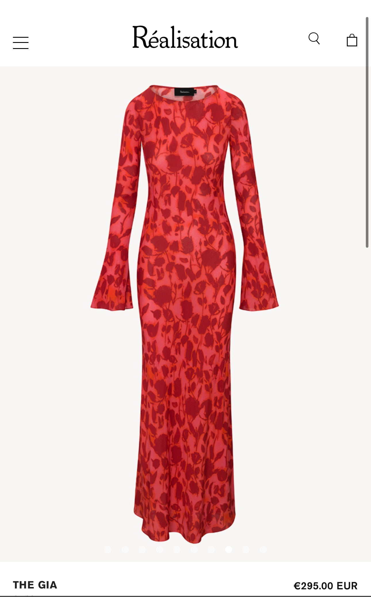 RÉALISATION. Vestido largo seda modelo THE GIA. T S