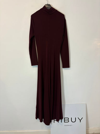 ELISA CORTÉS. Vestido largo punto elástico burdeos