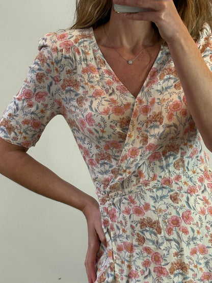 PETITE MENDIGOTE. Vestido largo cruzado flores