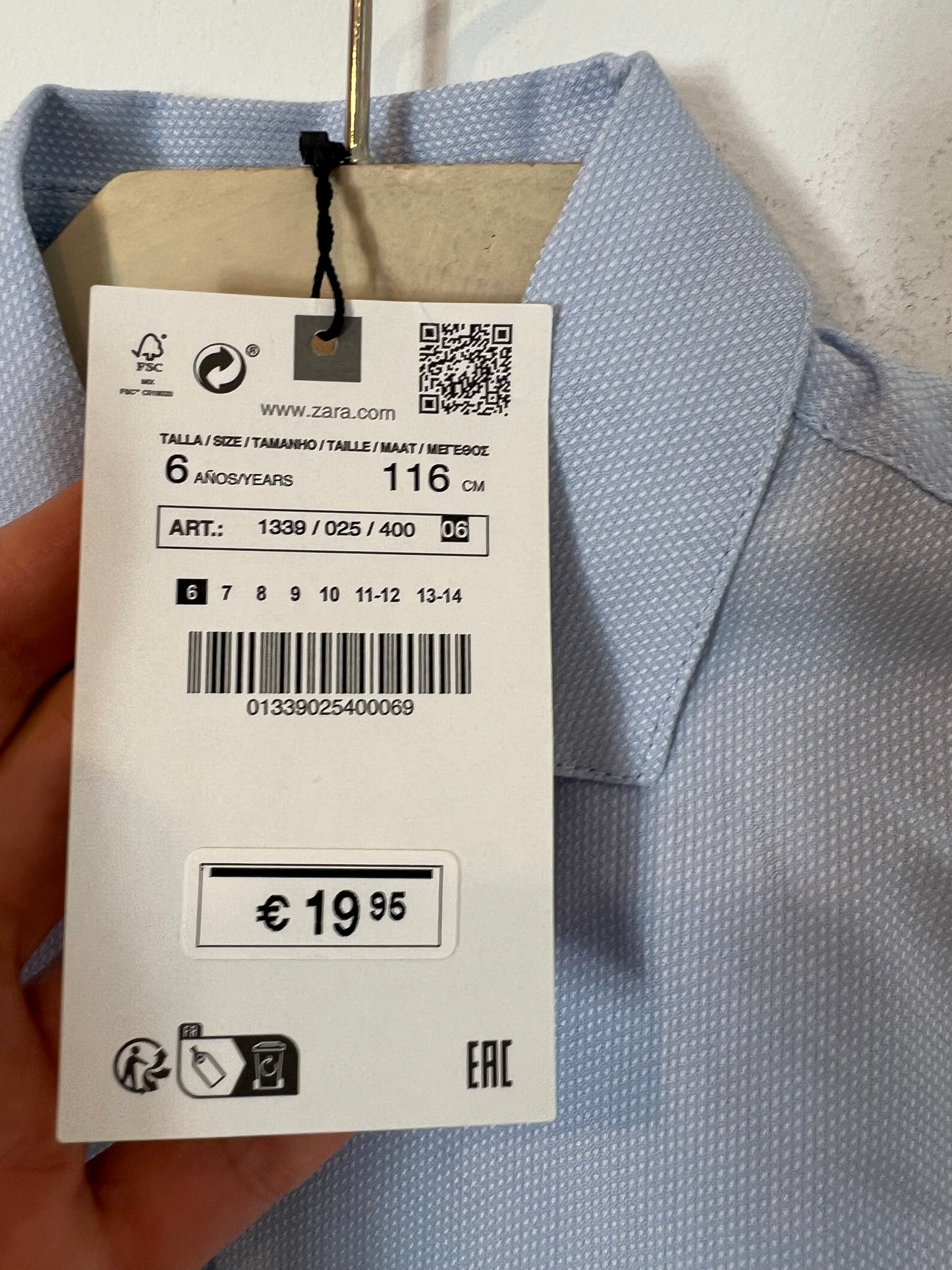 ZARA. Textured blue shirt. Size 6 years