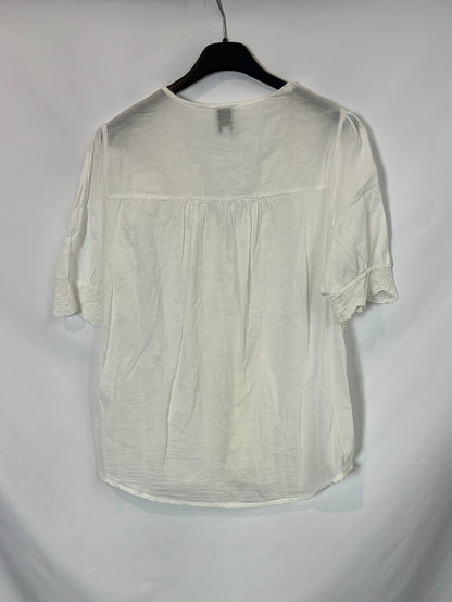 JOLIE JOLIE. Blusa blanca algodón bordado T.m