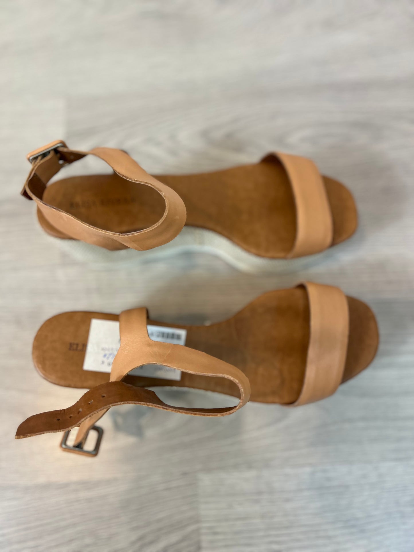 ELIAS RIVERA. Camel leather wedges, size 41