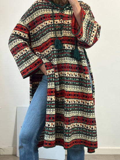 ZARA. Poncho/capa punto estampada T.s/m