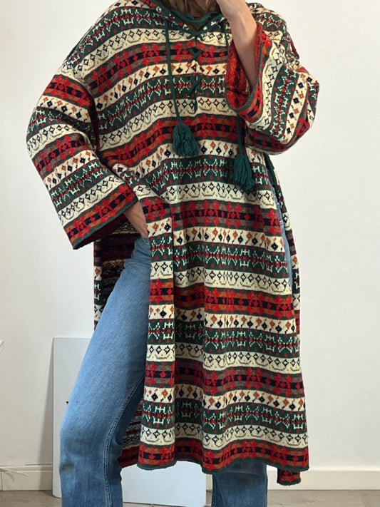 ZARA. Poncho/capa punto estampada T.s/m