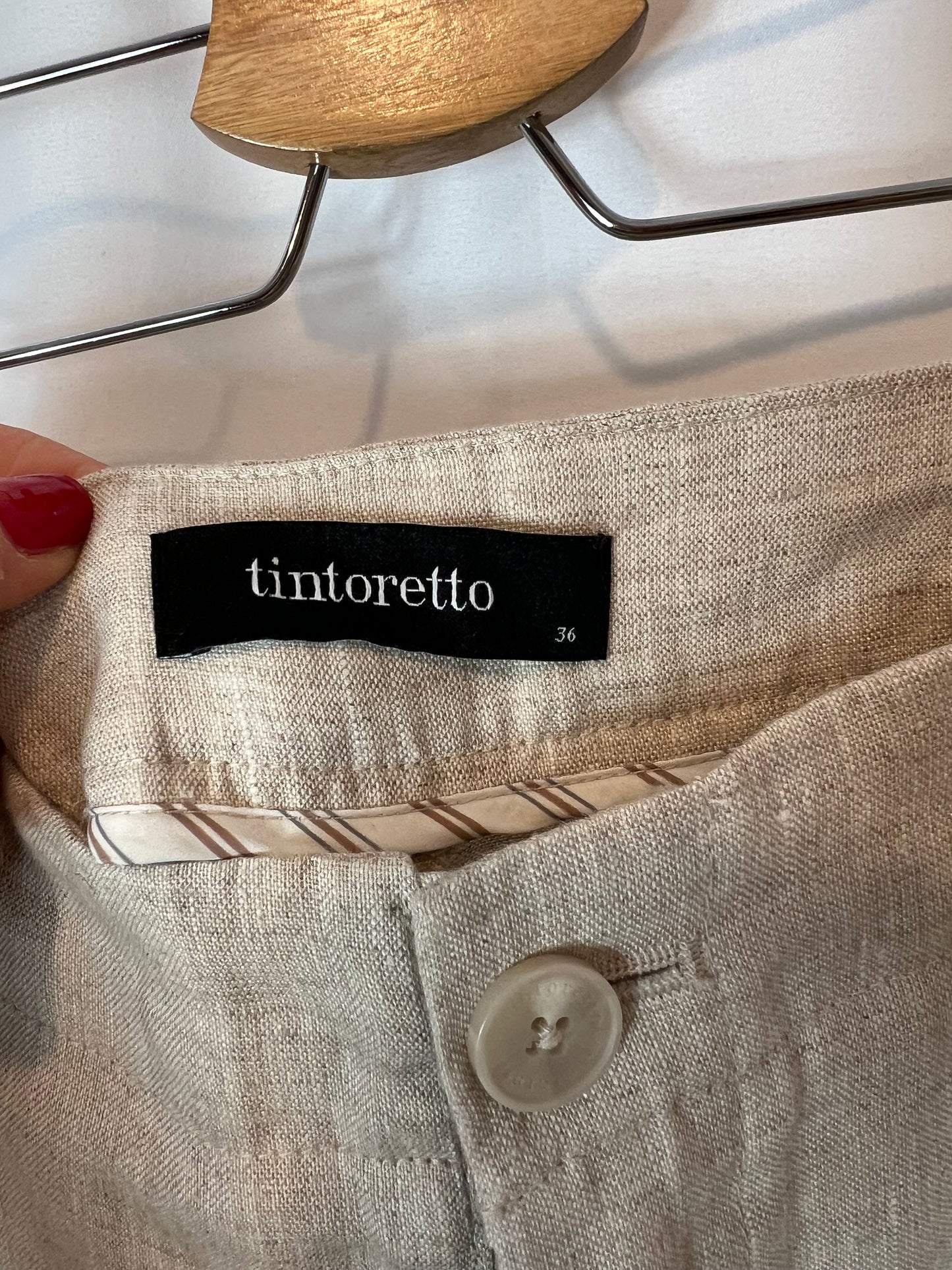 TINTORETTO. Beige linen pants T.36