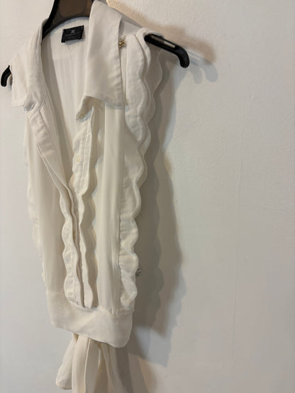 ELISABETTA FRANCHI. Top blanco aberturas/pechera