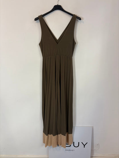 OTHERS. Long green pleated jumpsuit. TS