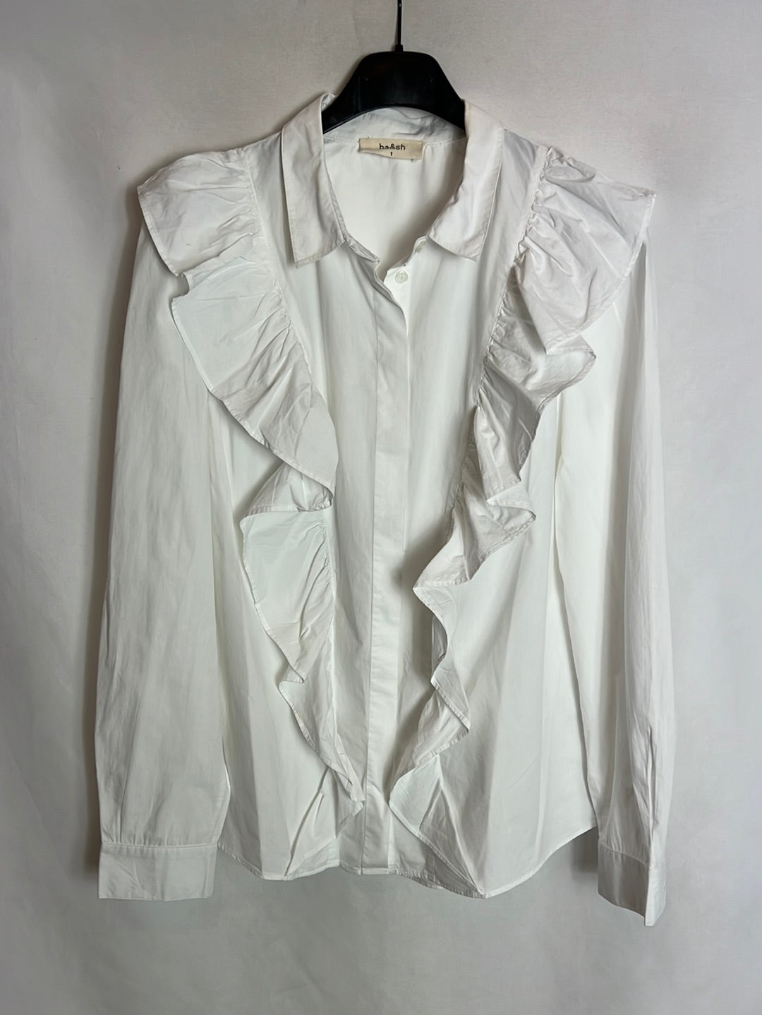 BA&amp;SH. White flounced shirt. Size 1(S)