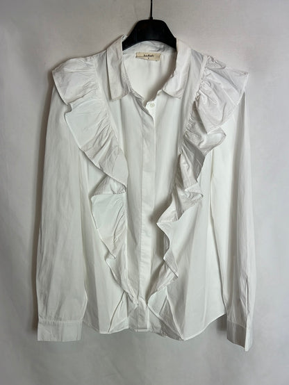 BA&amp;SH. White flounced shirt. Size 1(S)
