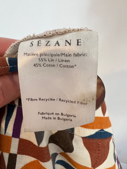 SEZANE. Pantalón mezcla geométrico T36