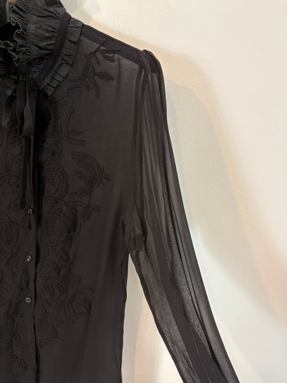 BARBARA BUI. Blusa negra semitransparente. T 36