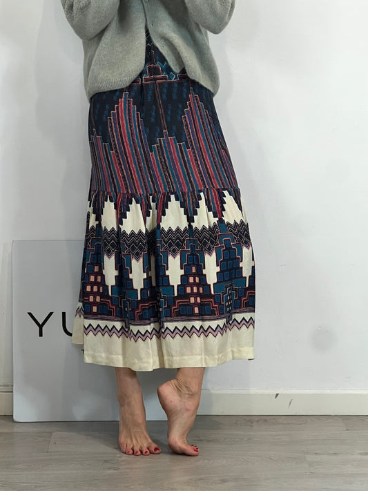 BA&Sh. Falda larga fluida estampada