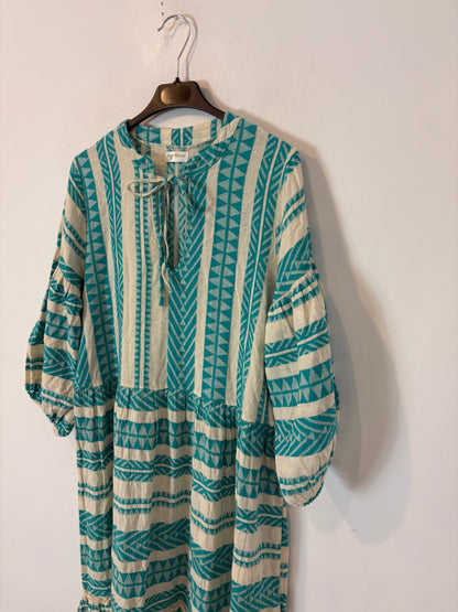 ROCK & GOLD. Vestido largo bordados en turquesa