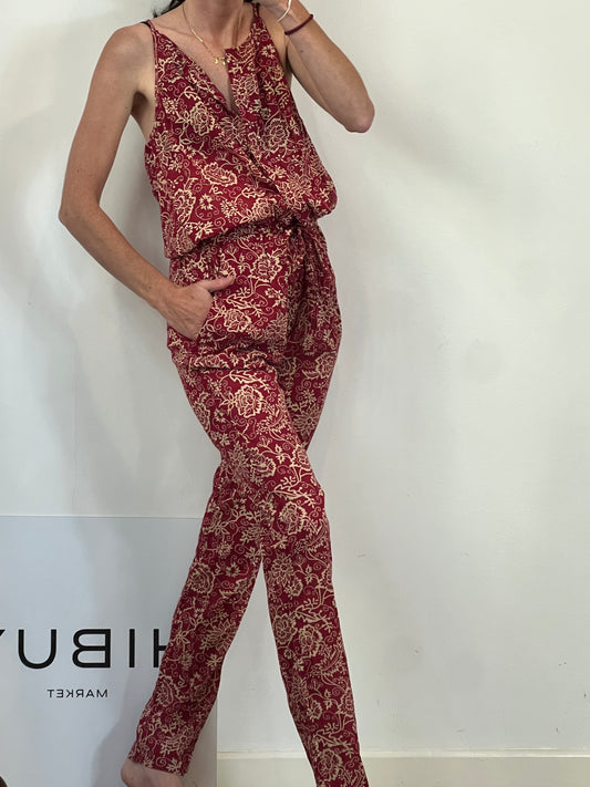 ISABEL MARANT. Black floral print jumpsuit. Size 36