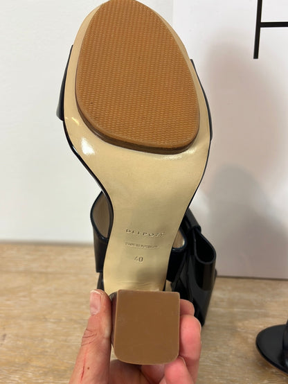 DEL POZO. Dark blue bow sandals, size 40