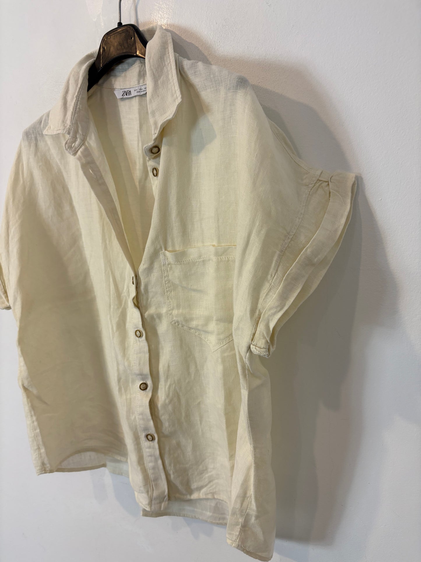 ZARA. Camisa lino color crudo